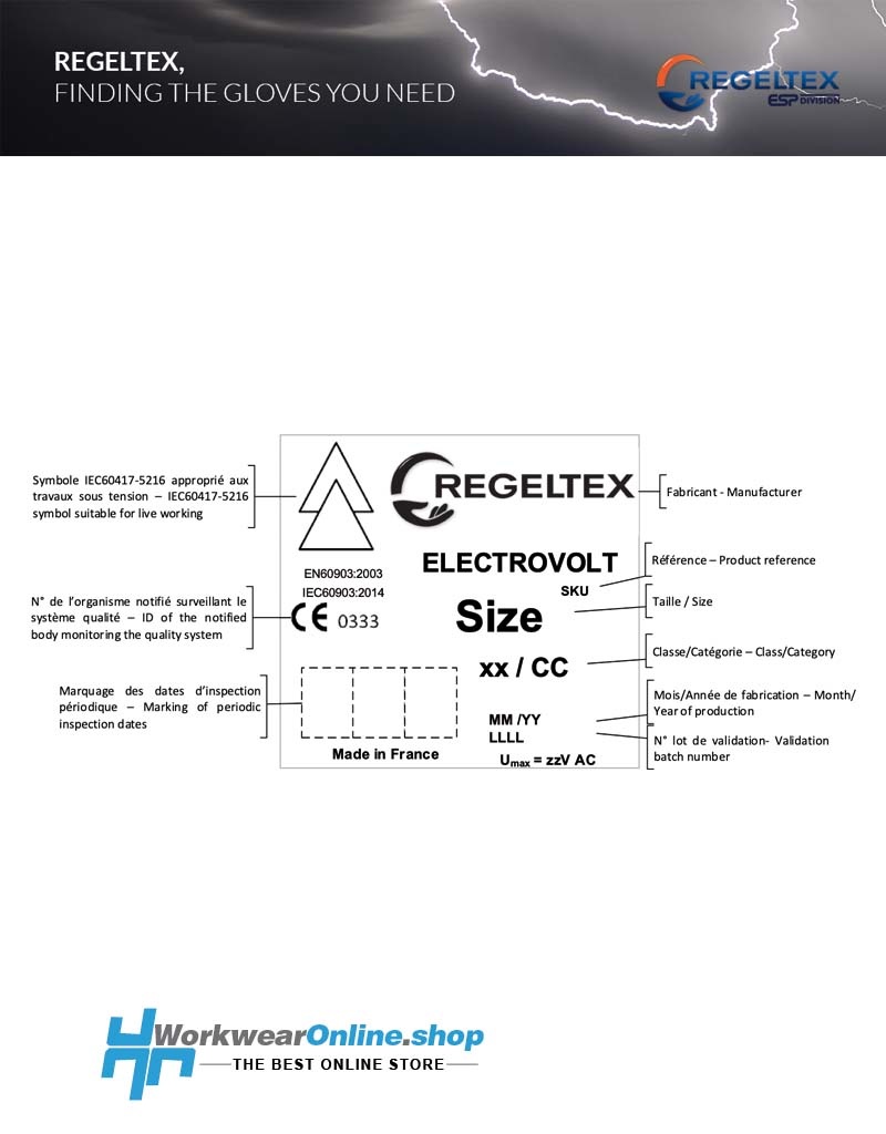 Regeltex Isolerende Handschoenen Regeltex Glove Electrovolt Gle36 Class 00 - 500V