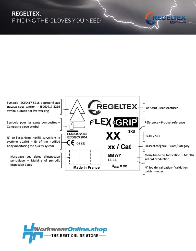 Regeltex Isolerende Handschoenen Regeltex Flex&Grip Guante aislante GCA0-36 Clase 00 - 500V