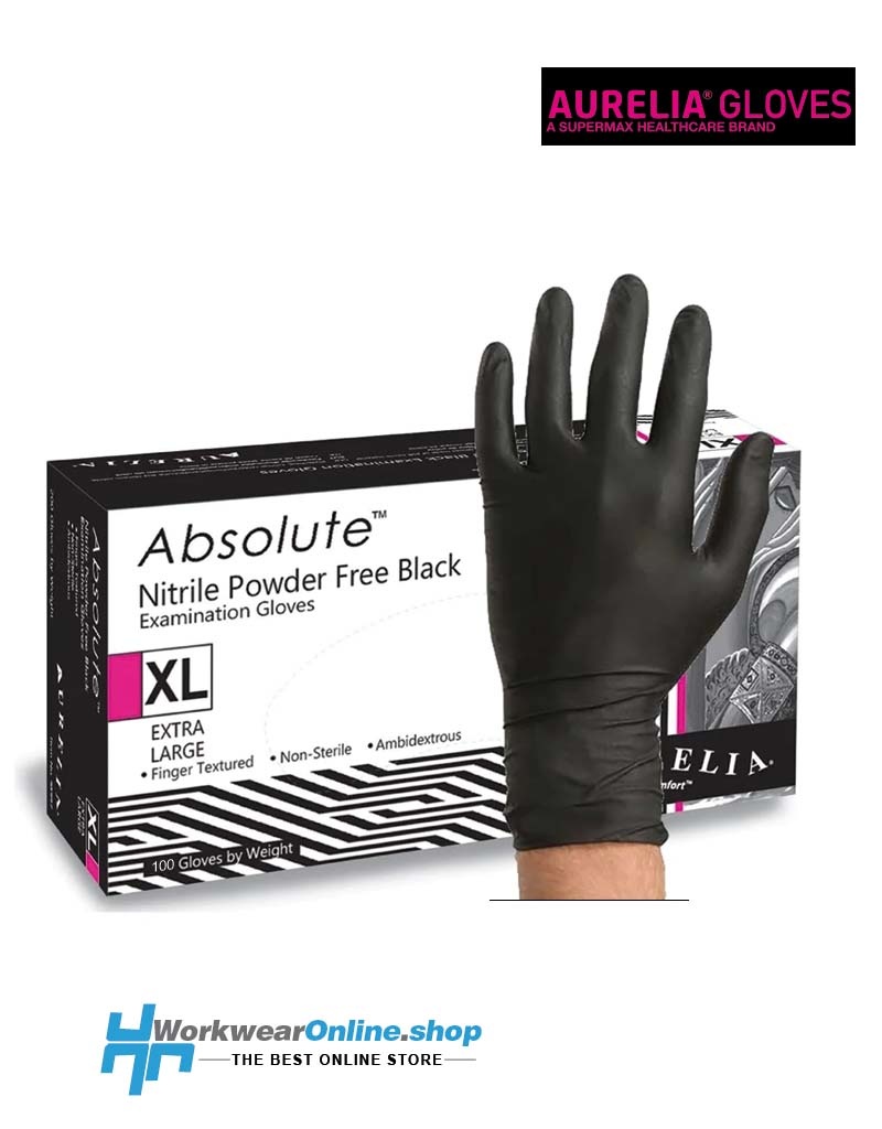 Aurelia Handschoenen Aurelia Absolute 100 Nitrile Powder Free Black