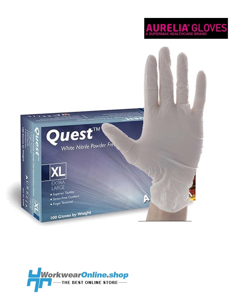 Aurelia Handschoenen Aurelia Quest 100 Nitrile Powder Free White