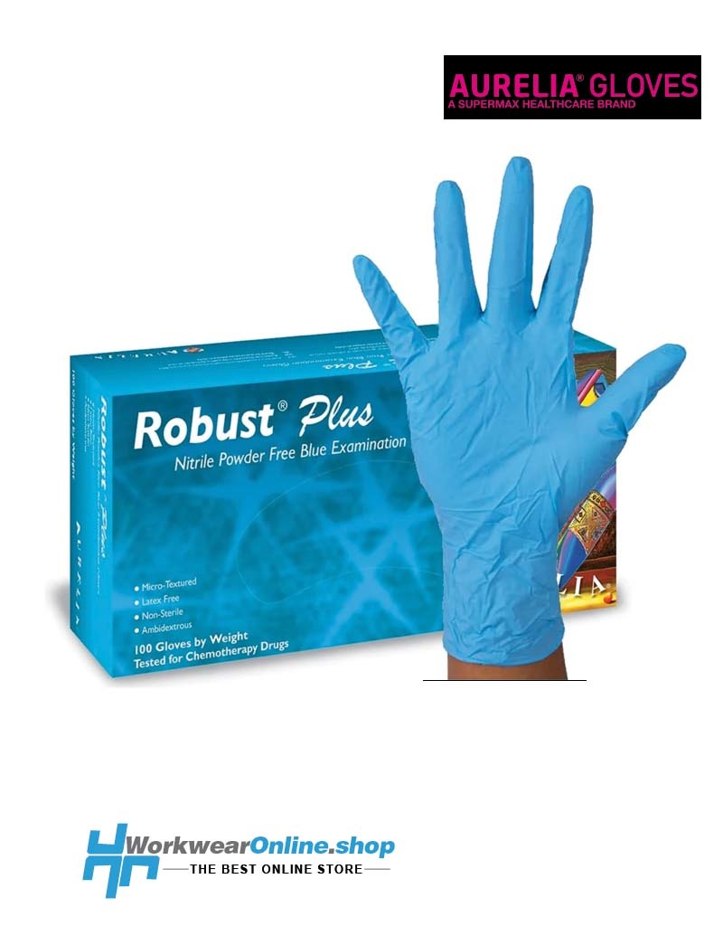 Aurelia Handschoenen Aurelia Robust Plus 100 Nitrile Sans Poudre Bleu