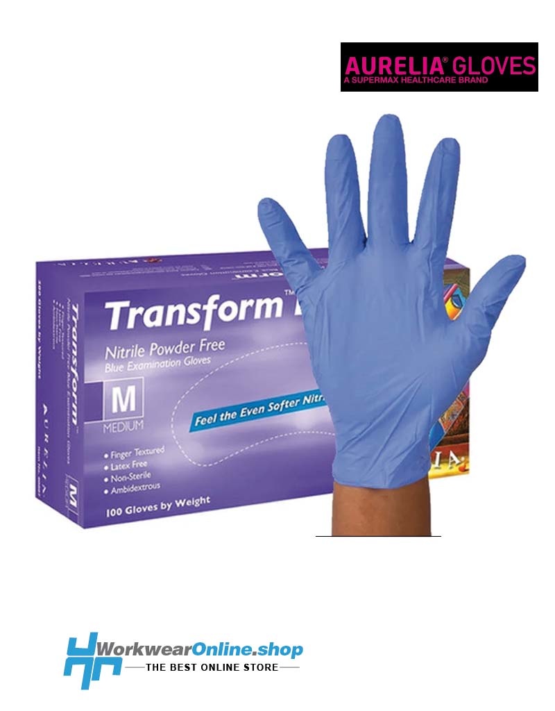 Aurelia Handschoenen Aurelia Transform 100 Nitrile Powder Free Blue