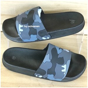 Slipper CAMO - Zwart /Grijs/Blauw