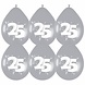 Ballonnen 25 Zilver Party 30cm 6st Ballonnen 25 Zilver Party 30cm 6st