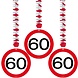 Hangdecoratie 60 Jaar Verkeersbord 75cm 3st Hangdecoratie 60 Jaar Verkeersbord 75cm 3st