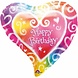 Helium Ballon Happy Birthday Hart 43cm leeg Helium Ballon Happy Birthday Hart 43cm leeg