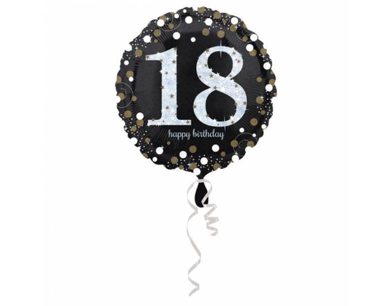 garen Heerlijk Nieuw maanjaar Helium Ballon 18 Jaar Zilver 43cm leeg - Partywinkel