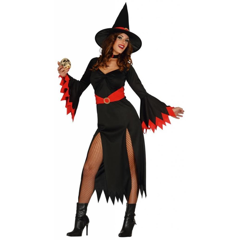schudden Leggen Stemmen Halloween Kostuum Dames Heks Rood - Partywinkel