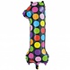 Folie Ballon Cijfer 1 Stippen XL 86cm leeg Folie Ballon Cijfer 1 Stippen XL 86cm leeg