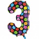 Folie Ballon Cijfer 3 Stippen XL 86cm leeg Folie Ballon Cijfer 3 Stippen XL 86cm leeg