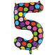 Folie Ballon Cijfer 5 Stippen XL 86cm leeg Folie Ballon Cijfer 5 Stippen XL 86cm leeg