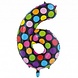 Folie Ballon Cijfer 6 Stippen XL 86cm leeg Folie Ballon Cijfer 6 Stippen XL 86cm leeg
