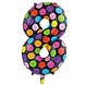 Folie Ballon Cijfer 8 Stippen XL 86cm leeg Folie Ballon Cijfer 8 Stippen XL 86cm leeg