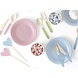 Houten Bestek Gekleurd Pastel 16cm 18 delig Houten Bestek Gekleurd Pastel 16cm 18 delig