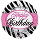 Helium Ballon Happy Birthday Zebra 45cm leeg Helium Ballon Happy Birthday Zebra 45cm leeg