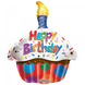 Helium Ballon Cupcake Happy Birthday 45cm leeg Helium Ballon Cupcake Happy Birthday 45cm leeg
