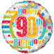 Helium Ballon Happy 90Th Birthday 45cm leeg Helium Ballon Happy 90Th Birthday 45cm leeg