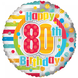 Helium Ballon Happy 80Th Birthday 45cm leeg Helium Ballon Happy 80Th Birthday 45cm leeg