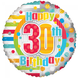 Helium Ballon Happy 30Th Birthday 45cm leeg Helium Ballon Happy 30Th Birthday 45cm leeg