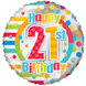 Helium Ballon Happy 21St Birthday 45cm leeg Helium Ballon Happy 21St Birthday 45cm leeg