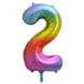 Folie Ballon Cijfer 2 Regenboog XL 86cm leeg Folie Ballon Cijfer 2 Regenboog XL 86cm leeg
