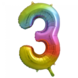 Folie Ballon Cijfer 3 Regenboog XL 86cm leeg Folie Ballon Cijfer 3 Regenboog XL 86cm leeg