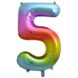Folie Ballon Cijfer 5 Regenboog XL 86cm leeg Folie Ballon Cijfer 5 Regenboog XL 86cm leeg