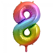 Folie Ballon Cijfer 8 Regenboog XL 86cm leeg Folie Ballon Cijfer 8 Regenboog XL 86cm leeg