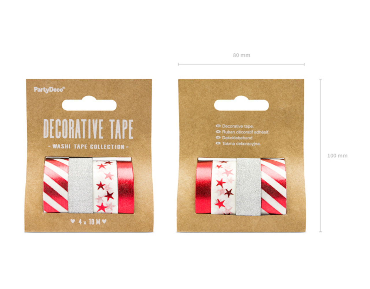 Washi Tape Kerst 10m 4st Partywinkel