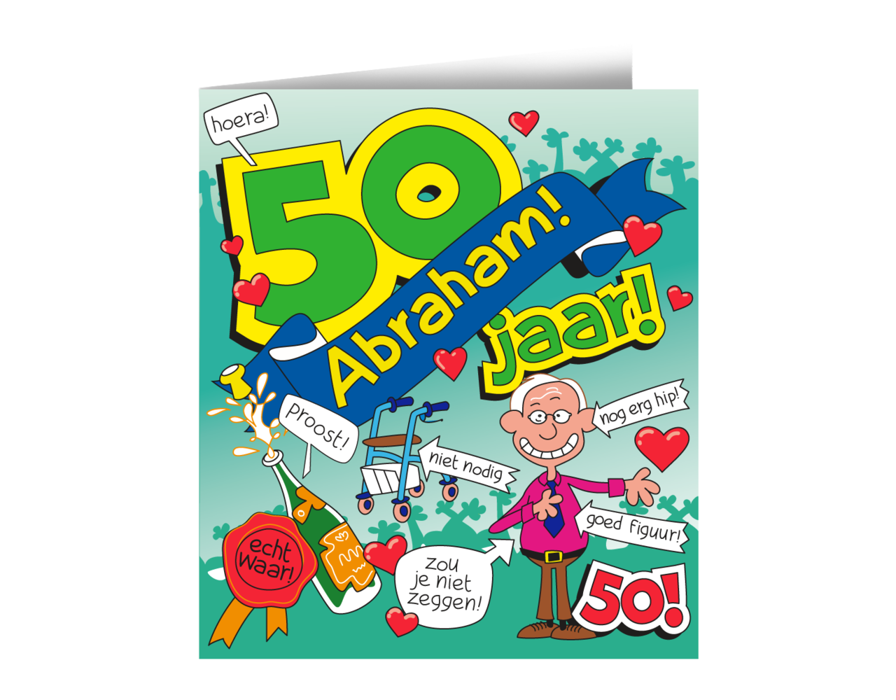 Verjaardagskaart Abraham Cartoon 16,5cm - Partywinkel