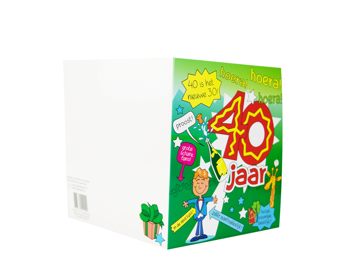 Verjaardagskaart 40 Jaar Man Cartoon 16,5cm - Partywinkel