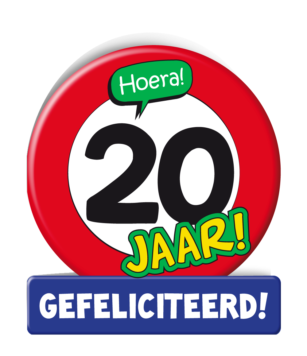 Verjaardagskaart 20 Jaar Verkeersbord 16 5cm Partywinkel Nl Verjaardagskaart 20