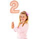 Folie Ballon Cijfer 2 Rose Goud 36cm met stokje Folie Ballon Cijfer 2 Rose Goud 36cm met stokje