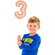 Folie Ballon Cijfer 3 Rose Goud 36cm met stokje Folie Ballon Cijfer 3 Rose Goud 36cm met stokje