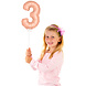 Folie Ballon Cijfer 3 Rose Goud 36cm met stokje Folie Ballon Cijfer 3 Rose Goud 36cm met stokje