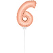 Folie Ballon Cijfer 6 Rose Goud 36cm met stokje Folie Ballon Cijfer 6 Rose Goud 36cm met stokje