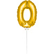 Folie Ballon Cijfer 0 Goud 36cm met stokje Folie Ballon Cijfer 0 Goud 36cm met stokje