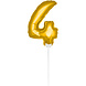 Folie Ballon Cijfer 4 Goud 36cm met stokje Folie Ballon Cijfer 4 Goud 36cm met stokje