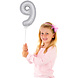 Folie Ballon Cijfer 9 Zilver 36cm met stokje Folie Ballon Cijfer 9 Zilver 36cm met stokje