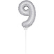 Folie Ballon Cijfer 9 Zilver 36cm met stokje Folie Ballon Cijfer 9 Zilver 36cm met stokje