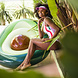Avocado Luchtbed met strandbal 1,8m Avocado Luchtbed met strandbal 1,8m