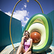 Avocado Luchtbed met strandbal 1,8m Avocado Luchtbed met strandbal 1,8m