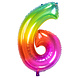 Folie Ballon Cijfer 6 Regenboog XL 81cm leeg Folie Ballon Cijfer 6 Regenboog XL 81cm leeg