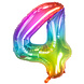 Folie Ballon Cijfer 4 Regenboog XL 81cm leeg Folie Ballon Cijfer 4 Regenboog XL 81cm leeg