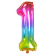 Folie Ballon Cijfer 1 Regenboog XL 81cm leeg Folie Ballon Cijfer 1 Regenboog XL 81cm leeg