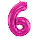 Folie Ballon Cijfer 6 Fuchsia Metallic XL 86cm leeg Folie Ballon Cijfer 6 Fuchsia Metallic XL 86cm leeg