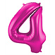 Folie Ballon Cijfer 4 Fuchsia Metallic XL 86cm leeg Folie Ballon Cijfer 4 Fuchsia Metallic XL 86cm leeg