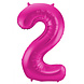 Folie Ballon Cijfer 2 Fuchsia Metallic XL 86cm leeg Folie Ballon Cijfer 2 Fuchsia Metallic XL 86cm leeg