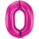 Folie Ballon Cijfer 0 Fuchsia Metallic XL 86cm leeg Folie Ballon Cijfer 0 Fuchsia Metallic XL 86cm leeg
