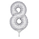 Folie Ballon Cijfer 8 Zilveren Stippen XL 86cm leeg Folie Ballon Cijfer 8 Zilveren Stippen XL 86cm leeg